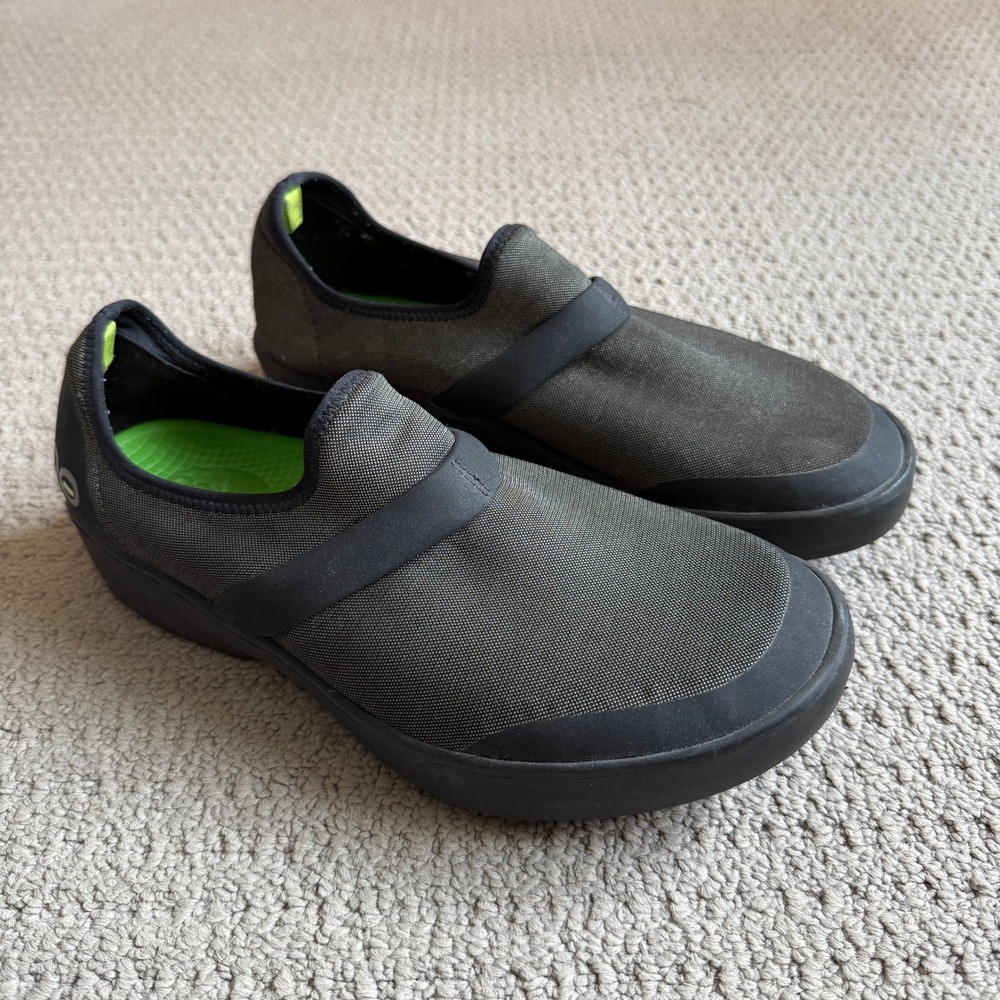 Oofos OOmg Low Shoe Black Gray Recovery Slip On Sneakers Womens 9.5 Q1-1312020-5